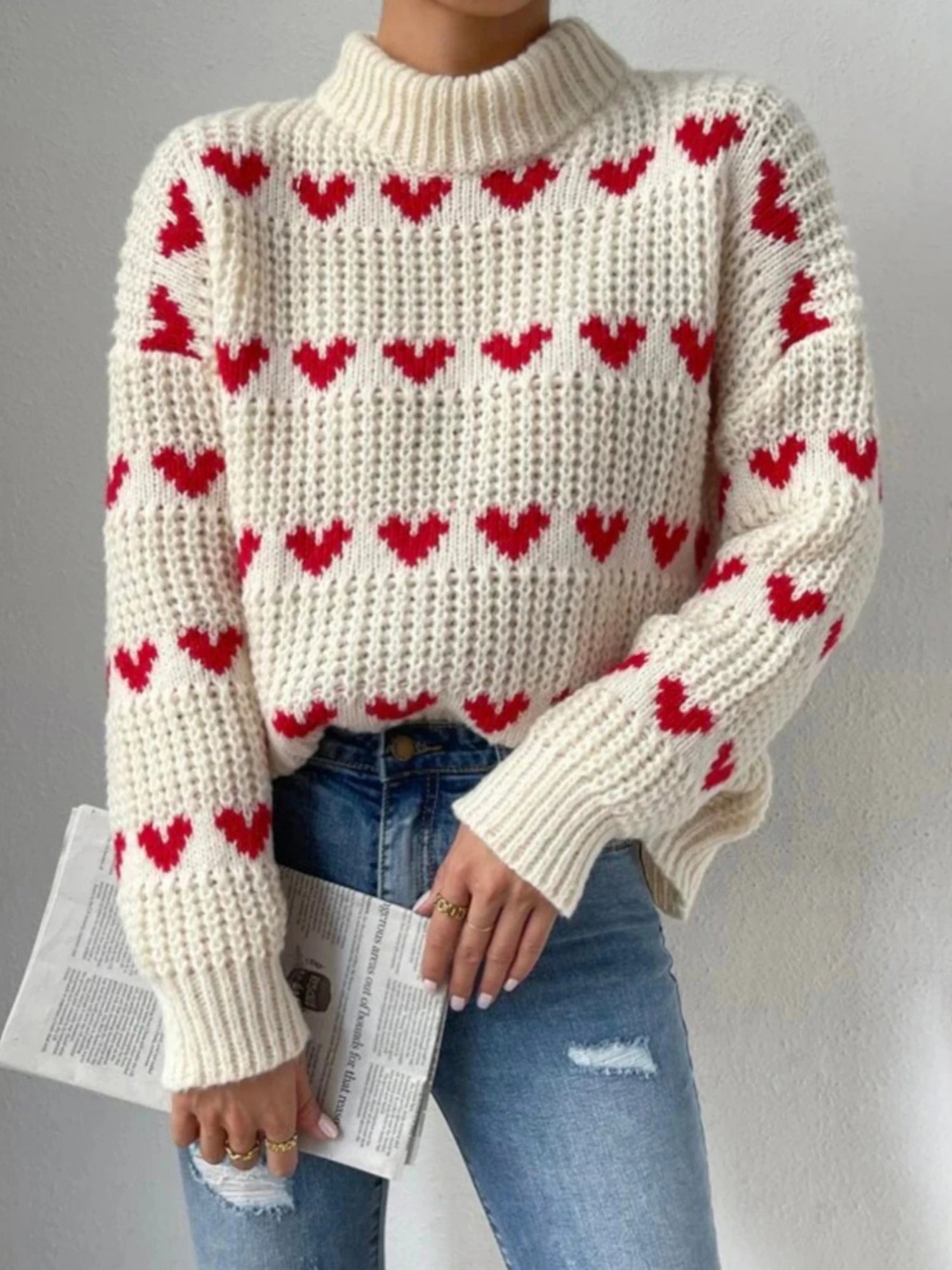 Jamie Heart Pattern Knit Sweater