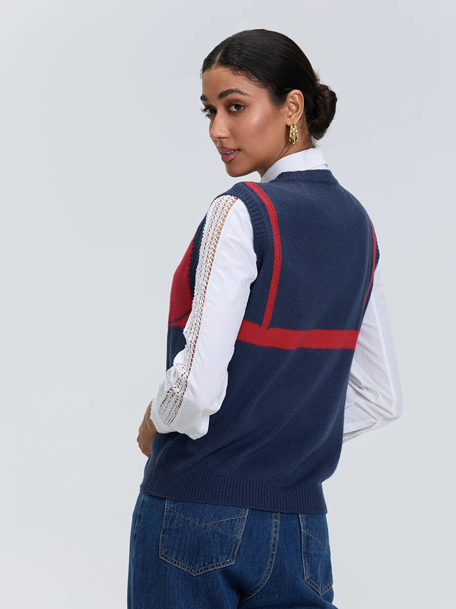 Back View of Jasmine Statement Knit Vest
